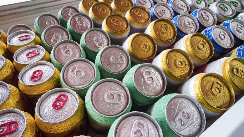 Close-up of beer cans
