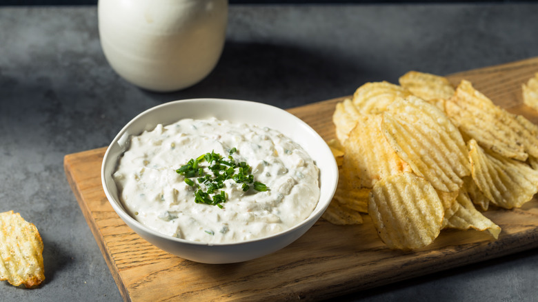 French onion dip with chips