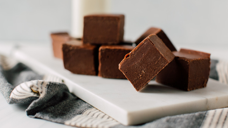 fudge cubes on marble board