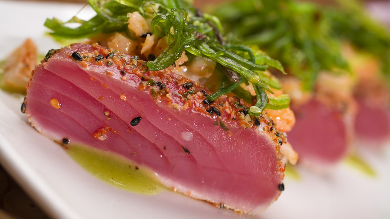 closeup of cooked tuna