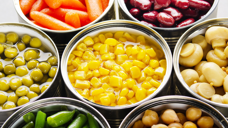Canned corn and other canned vegetables 