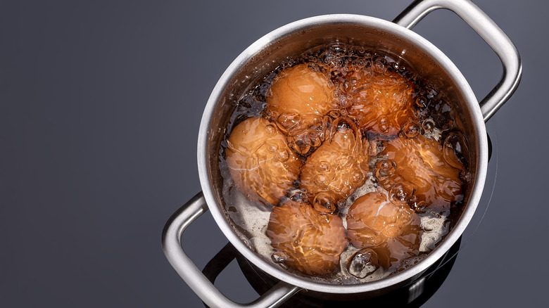 Eggs in boiling water