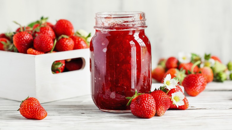 Jar of strawberry jelly