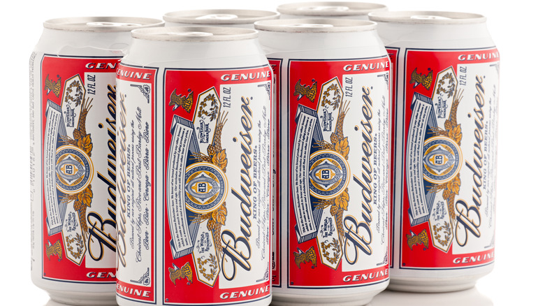 Six pack of budweiser cans