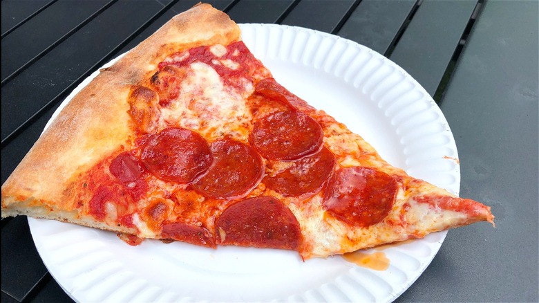 New York-style pepperoni pizza slice