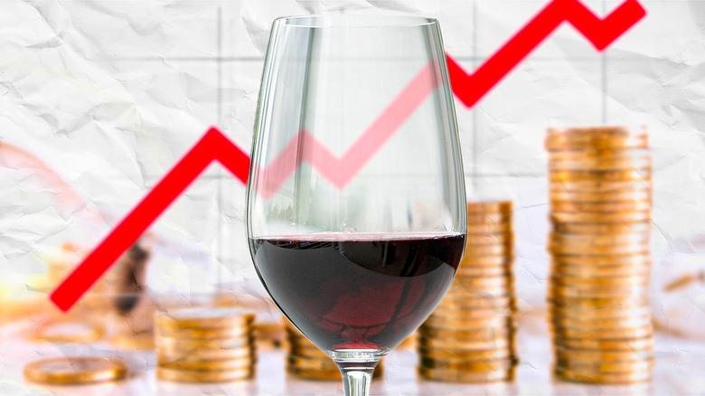 Wine with coins and graph