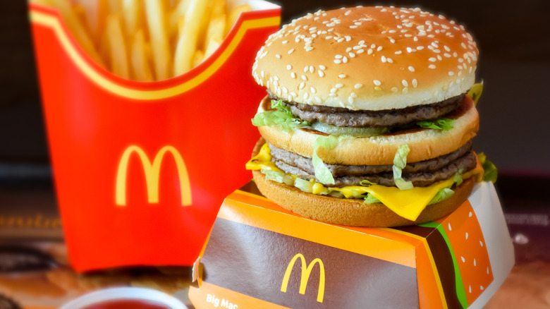 Big Mac on McDonald's box with fries