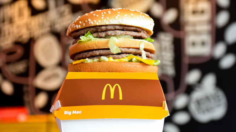 Big Mac on top of McDonald's box