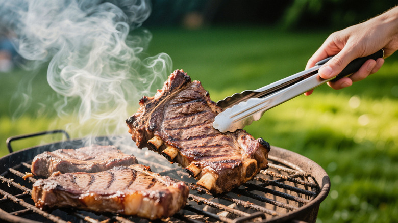 Meat being cooked on grill
