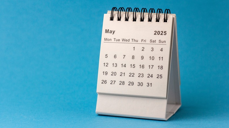 Calendar for May 2025 on a blue background