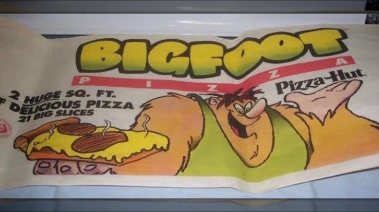 Old advertising material for Pizza Hut's Bigfoot Pizza
