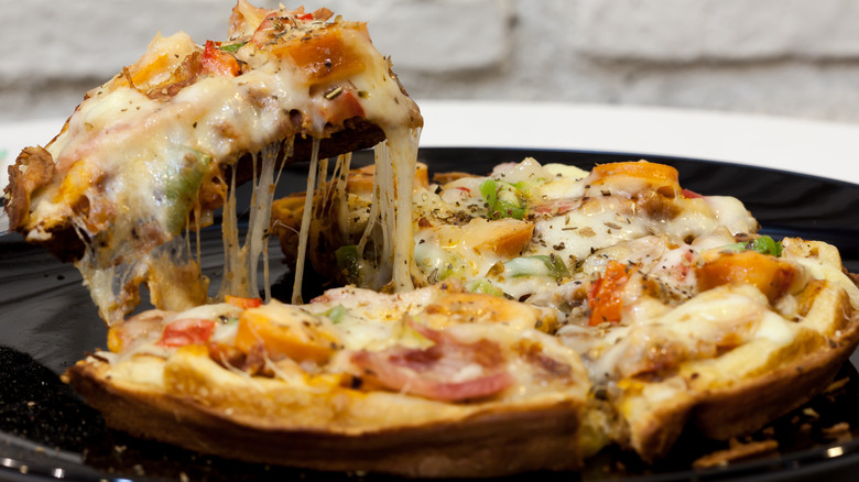 Belgian waffle pizza