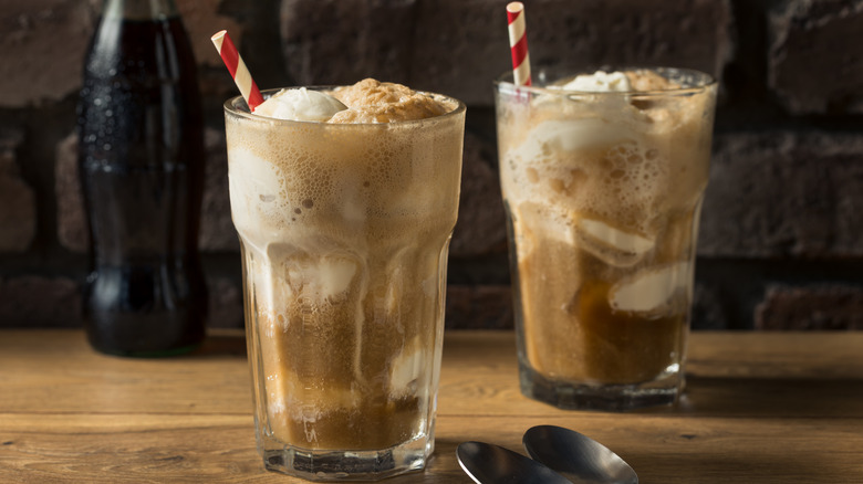 Two root beer floats