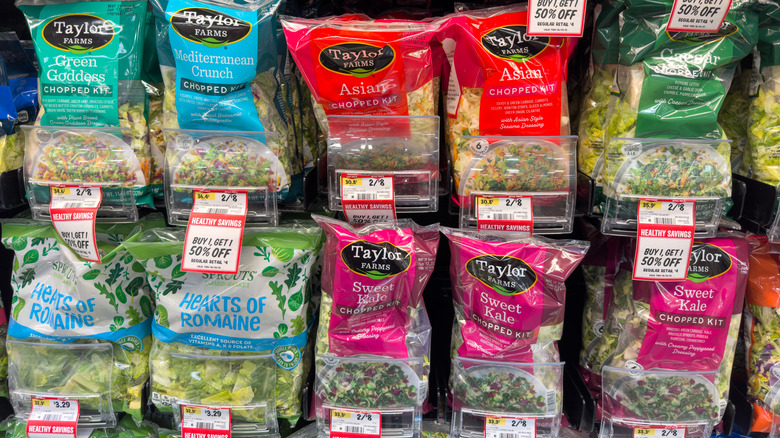 Bags of ready to eat salads