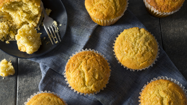 Corn muffins spread across table