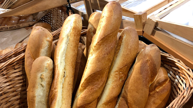 baguettes in wicker basket