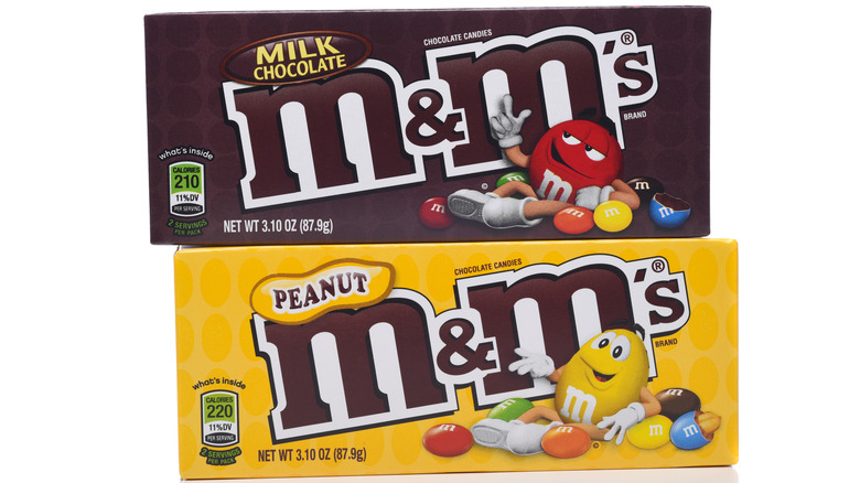 Box of chocolate and box of peanut M&M's