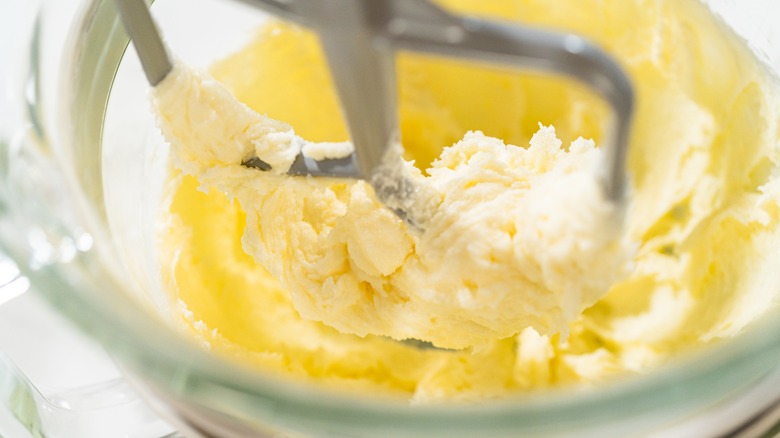 Butter and sugar being creamed