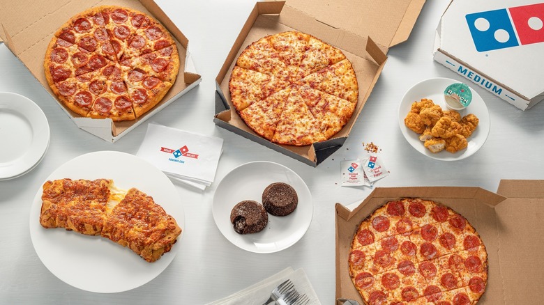Domino's pizzas, lava cakes, and chicken tenders