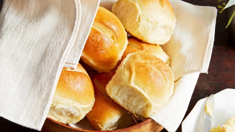 Dinner rolls in basket
