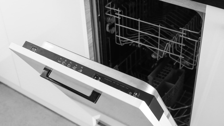 An open dishwasher
