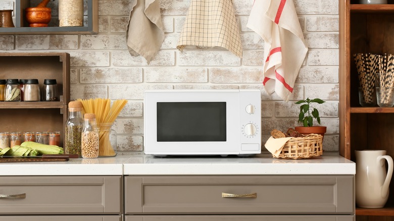 microwave in kitchen