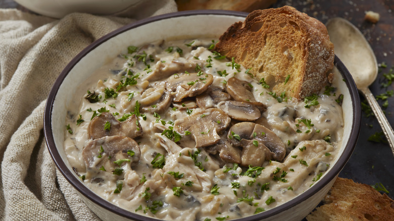 creamy mushroom and chicken soup