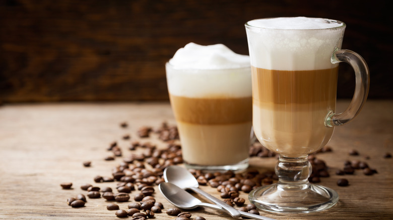 Café macchiatos in glasses