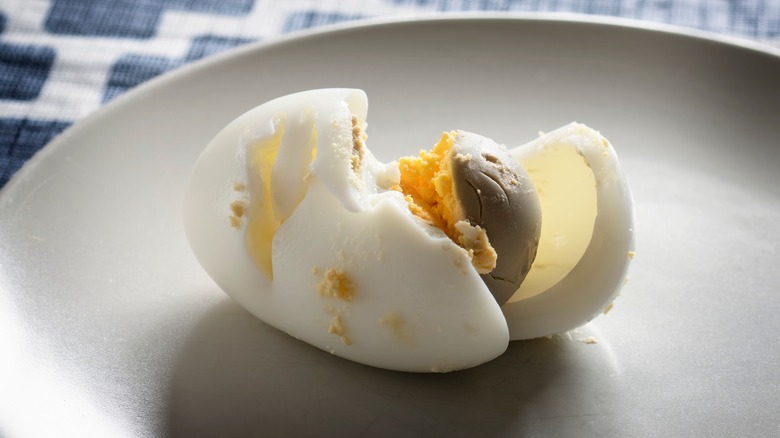hard-boiled egg with green yolk