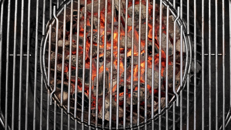 Top view of charcoal grill