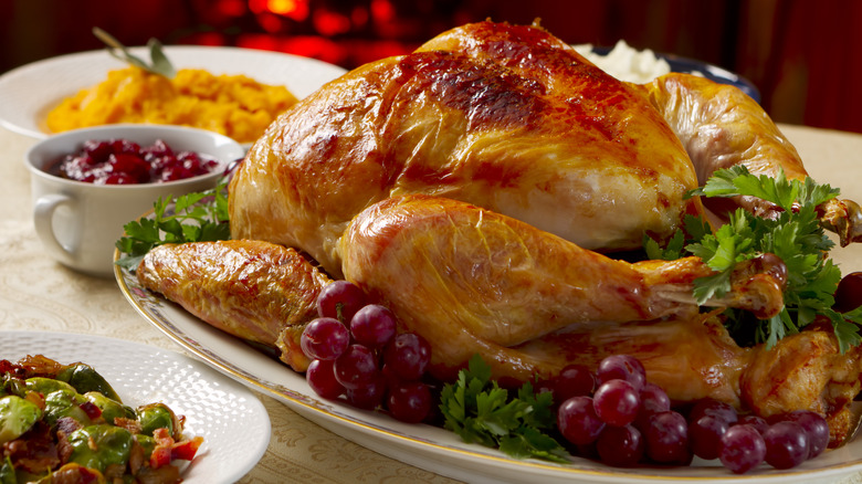 Roasted turkey on plate