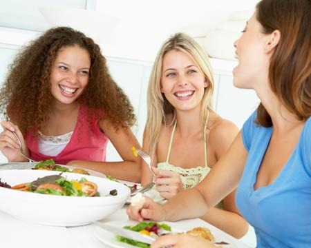 Ladies eating Salad