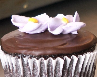 pansy on a cupcake