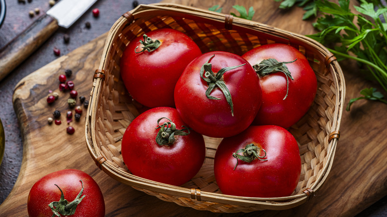 A basket of tomatoes