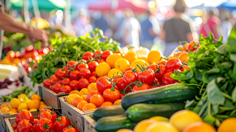 Tomatoes in a farmer's market
