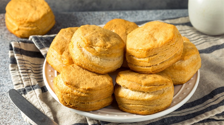 Biscuits stacked on plate 