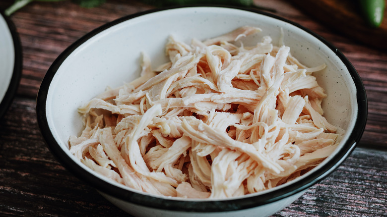 bowl of shredded chicken