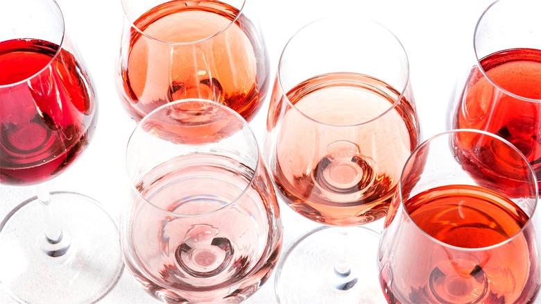 Multiple glasses of rosé wine 