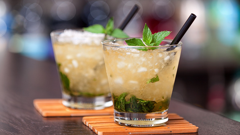 Two mint julep cocktails