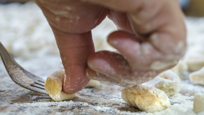 Gnocchi formed with the fork