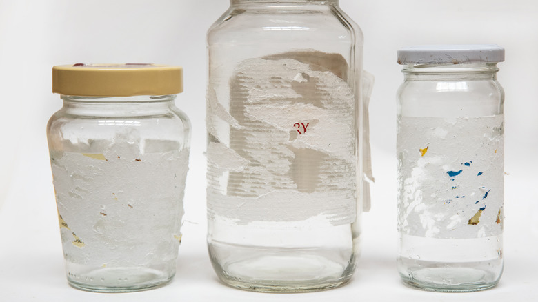 jars with torn labels