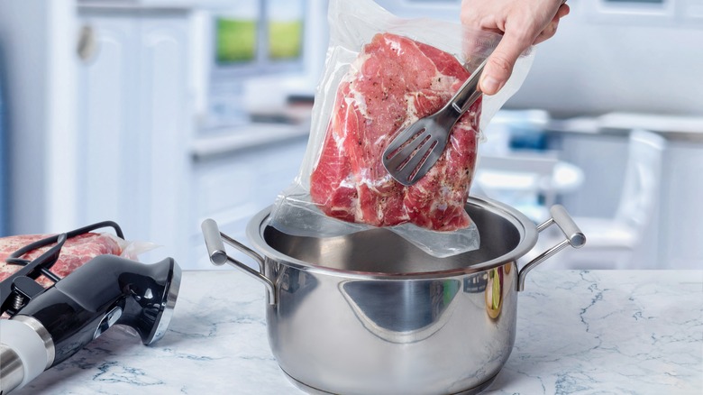 raw beef sous vide setup