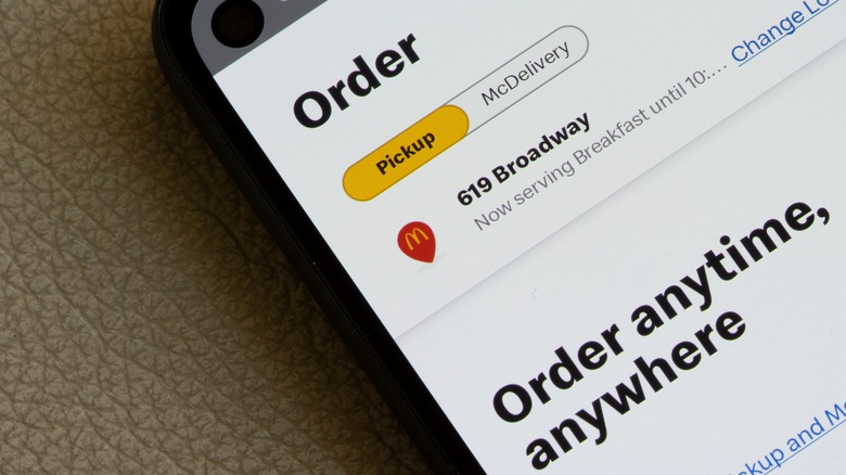 McDonald's app order page