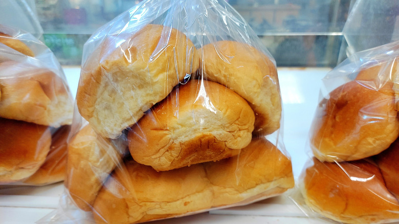 Bread rolls in a plastic bag