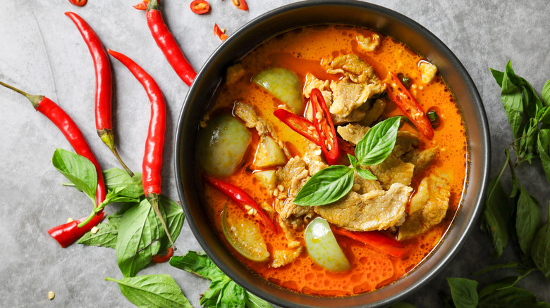 Red Thai curry with pork.