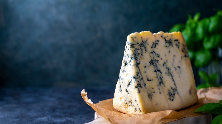 wedge of roquefort cheese