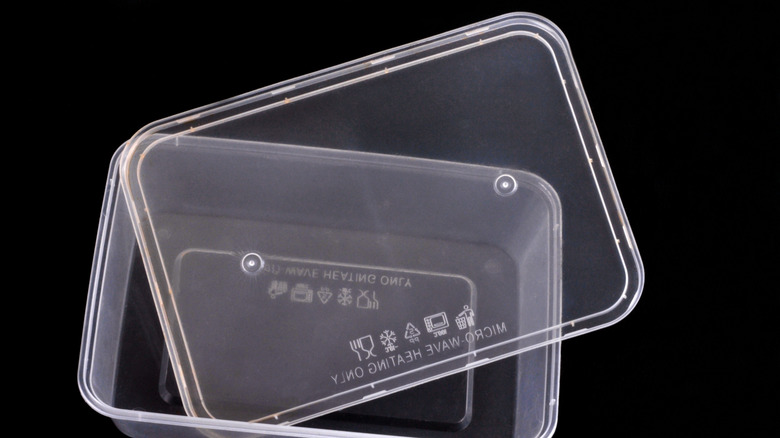 Microwave-safe plastic container with a lid