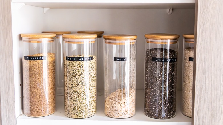 air tight containers in a pantry