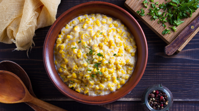 Creamed corn in a bowl