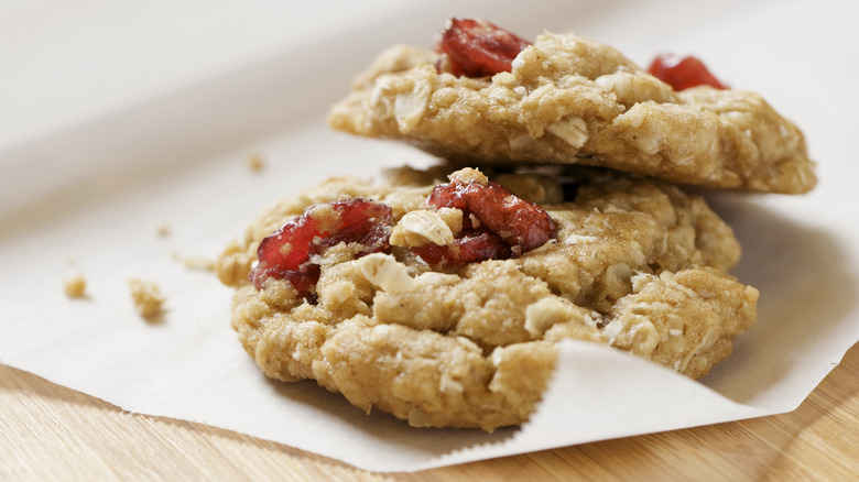 Oatmeal cookies on wax paper